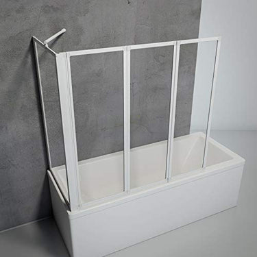 Schulte Duschabtrennung für Badewanne Smart, Höhe: 121 cm, 3-teilig mit Seitenwand 68-71 cm, 3 mm Sicherheitsglas (ESG) Klar hell, inkl. Klebemontage, Alpinweiß, D133070 04 50 im Sale